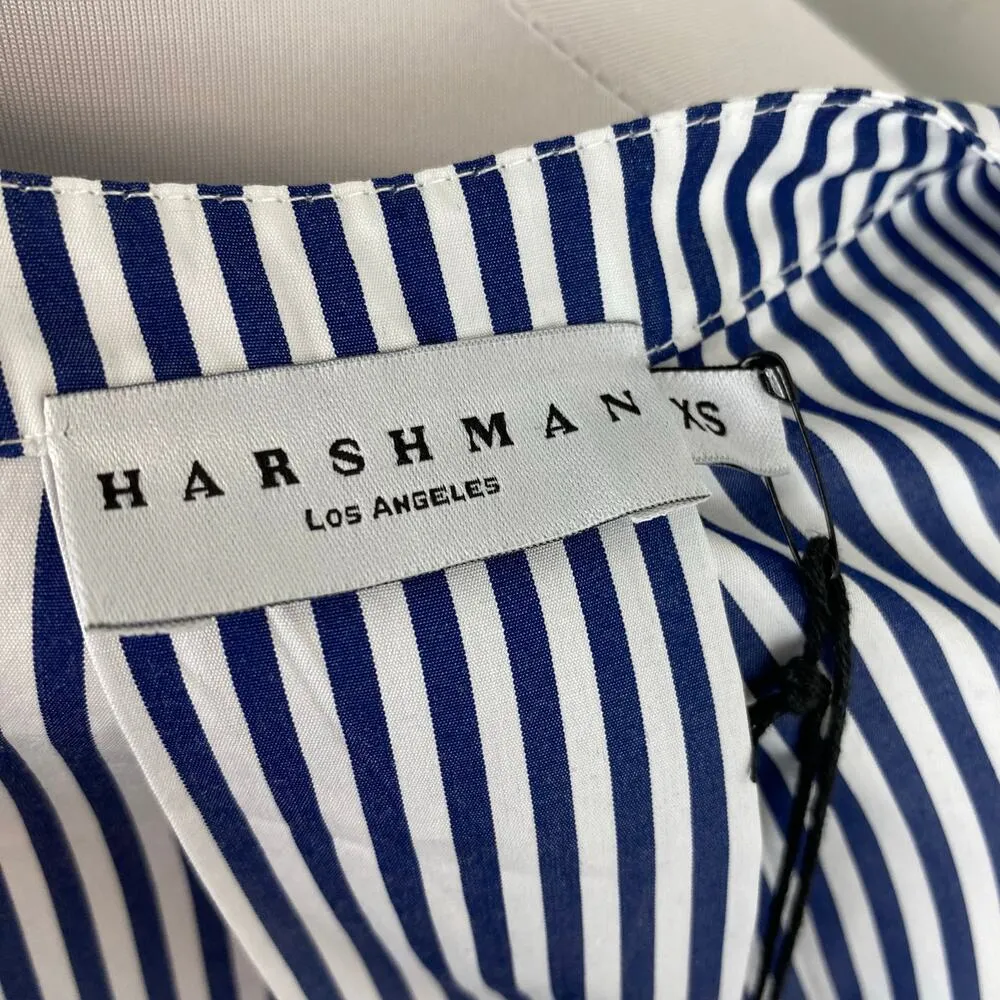 Harshman Beckett Popover Top Blouse Navy & White Stripe XS Oversized Blue - Image 8
