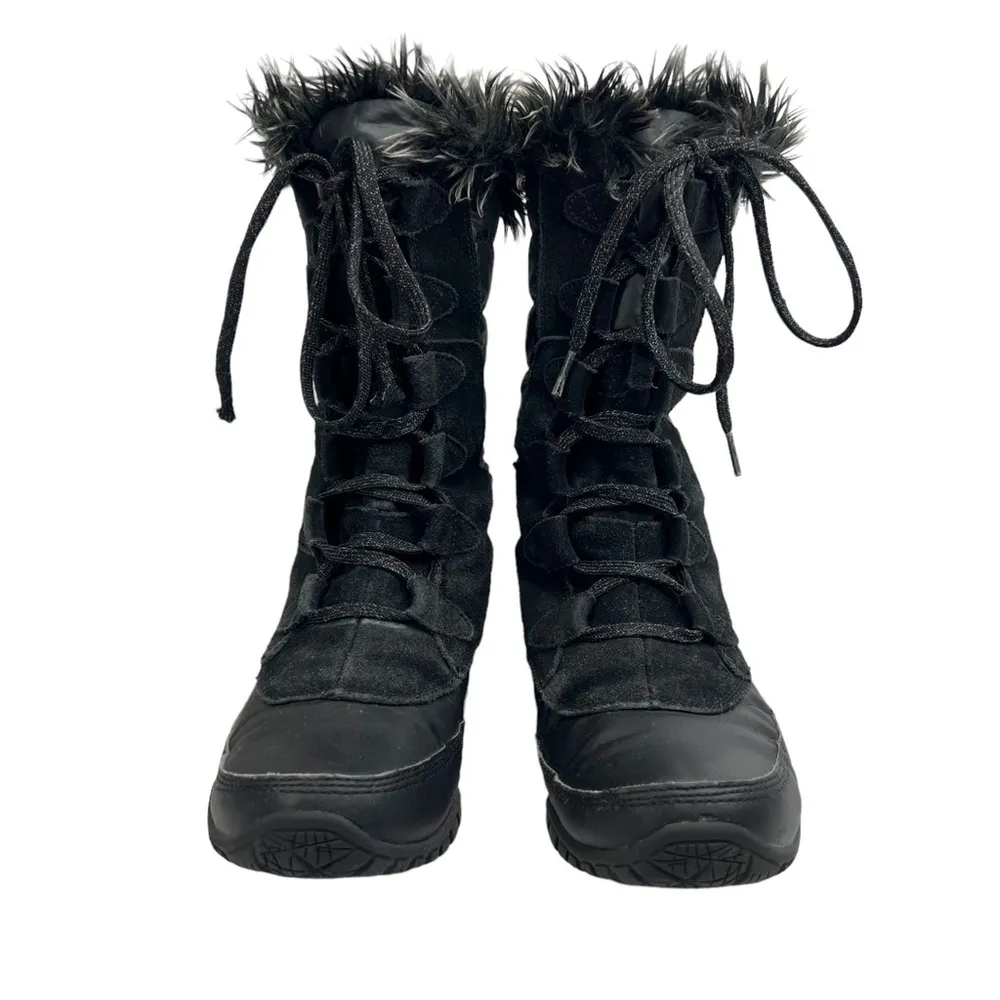 The North Face Black Nuptse Purna Suede Leather Faux Fur Boots - Image 9