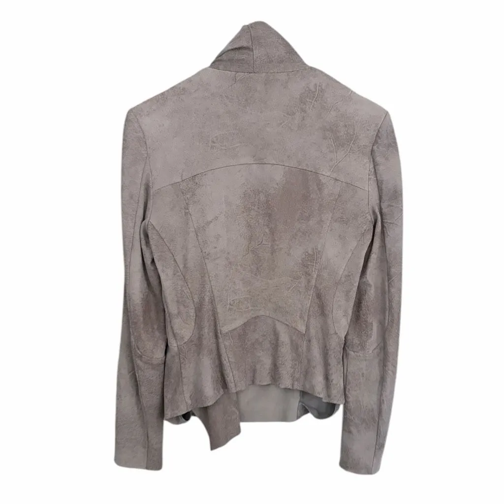 BNCI Blanc Noir Suède Asymmetrical Moto Jacket Gray Size M - Image 4