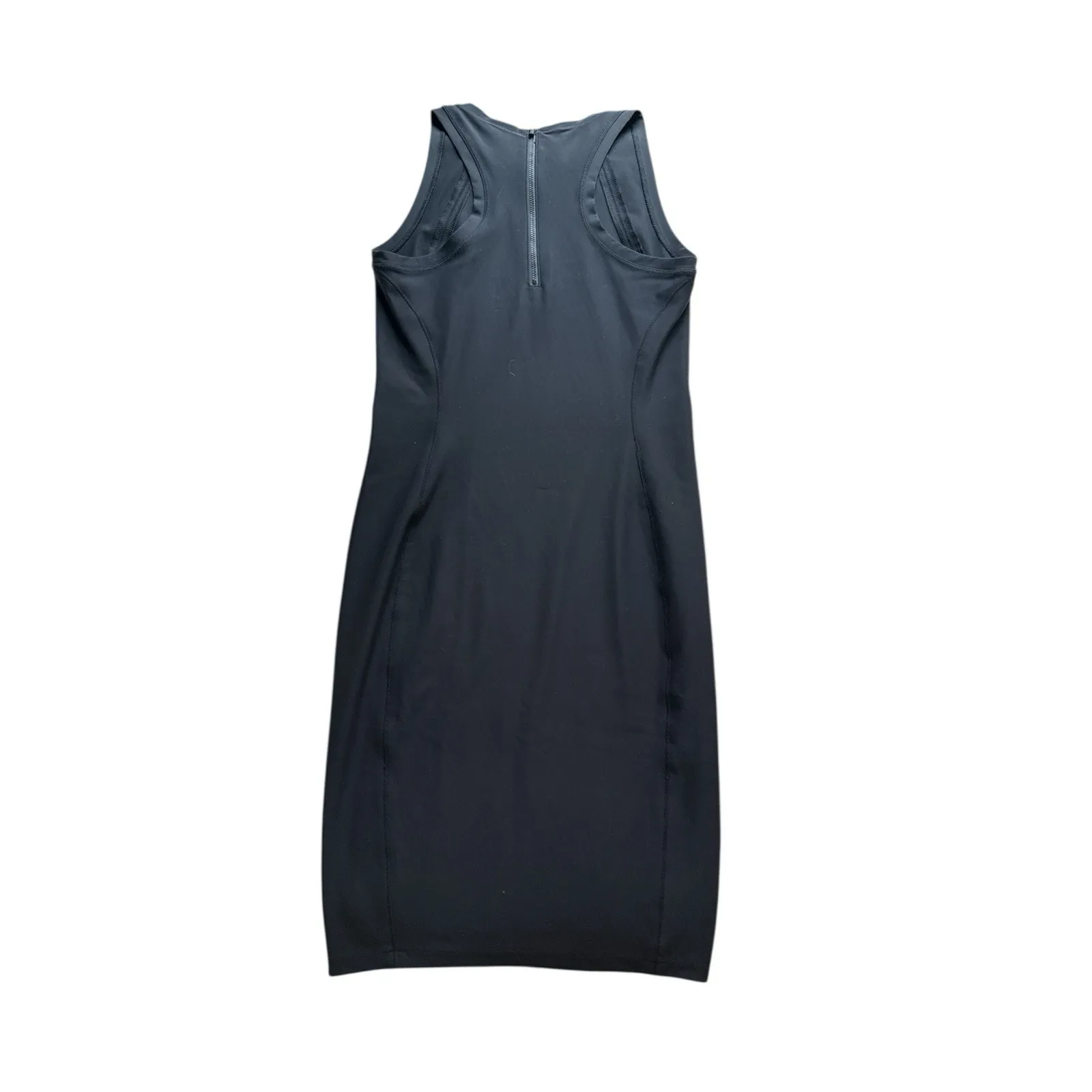 Athleta Stellar En Route Dress Small Black Bodycon Zipper‎ Racerback Sleeveless - Image 7