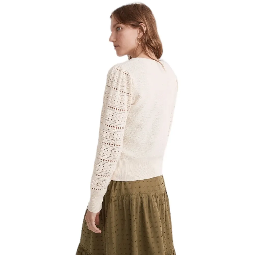 Madewell - NWT Bobble-Sleeve Pullover Lightweight Wool Blend Sweater Sz L - Image 3