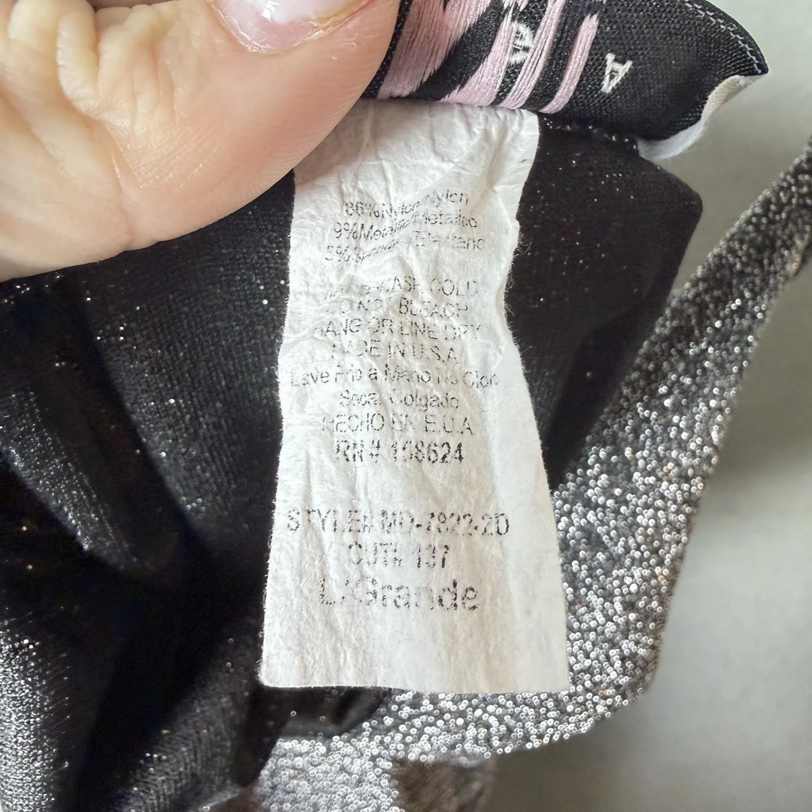 Magia USA Black Silver Shimmer Maxi Dress Cross Cross Back Women’s Size L Size L - Image 6