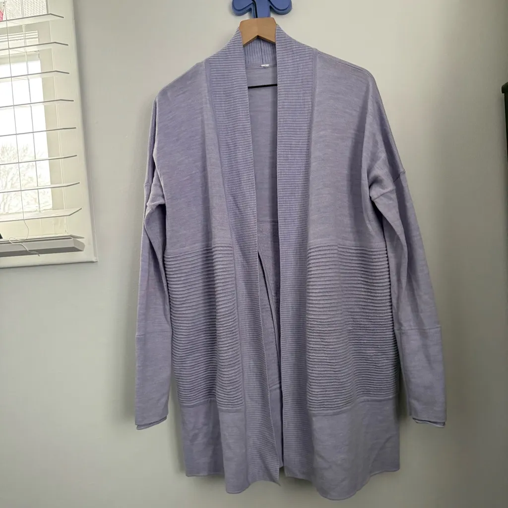 Lululemon 10/12 L/XL Sit In Lotus Open Cardigan Merino Wool Rib Winter Lounge - Image 3