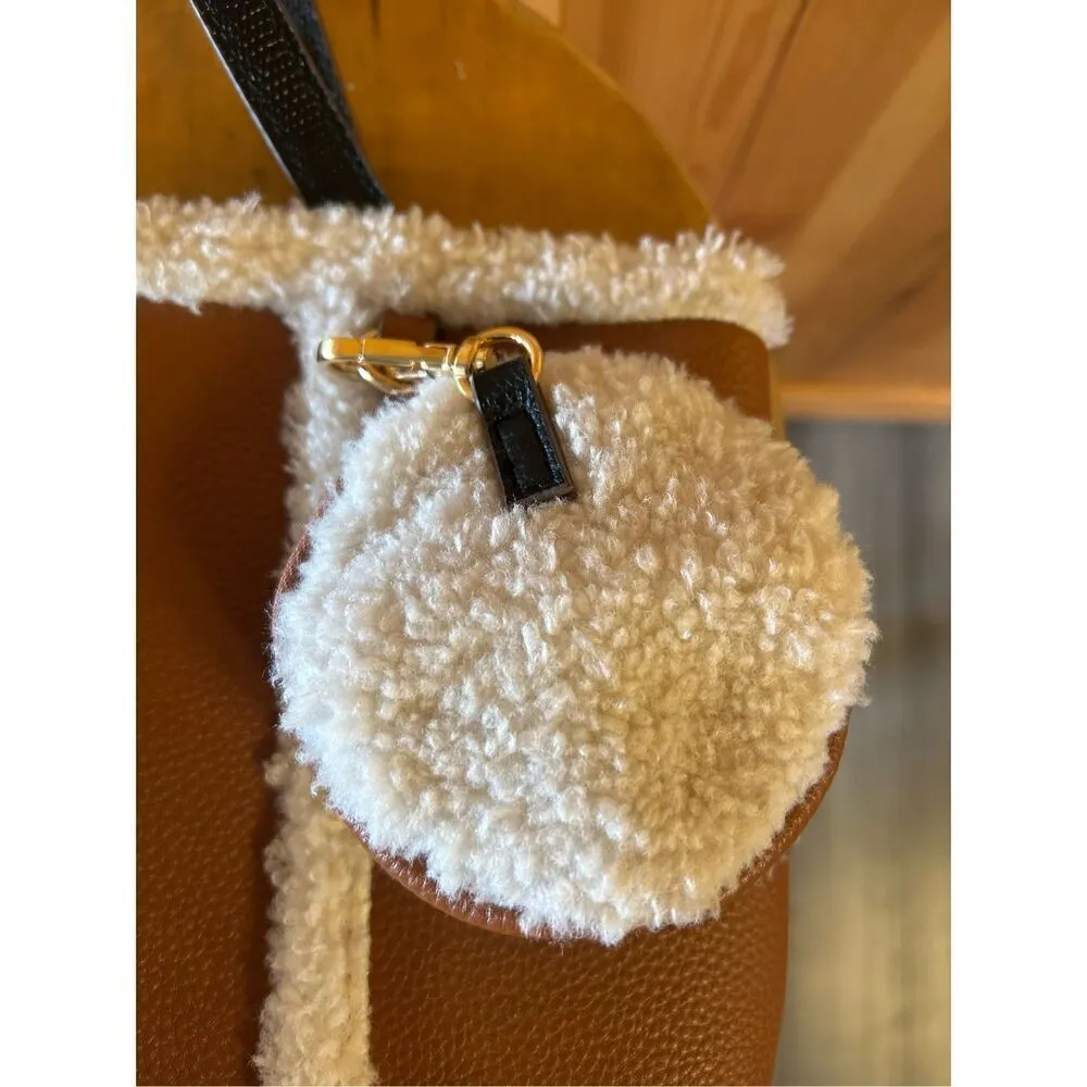 ANNE Klein Women Camel color Faux leather Faux Shearing Small Totes Bag handbag - Image 9