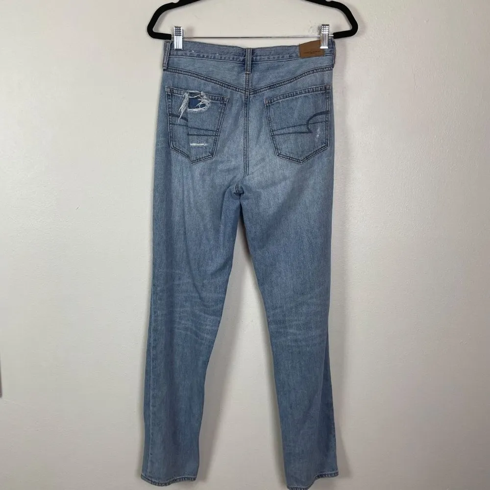 American Eagle Woman's Sz 6 Vintage Hi- Rise Slim Patchwork‎ Button Fly Jeans - Image 9