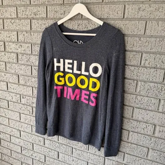 Chaser Size Small Hello Good Times Lightweight Pullover Sweatshirt Soft - Image 3