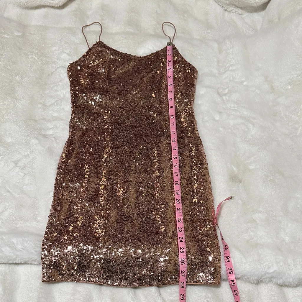 Lulu’s size small Bring It Rose Gold Sequin Bodycon Mini Dress - Image 8