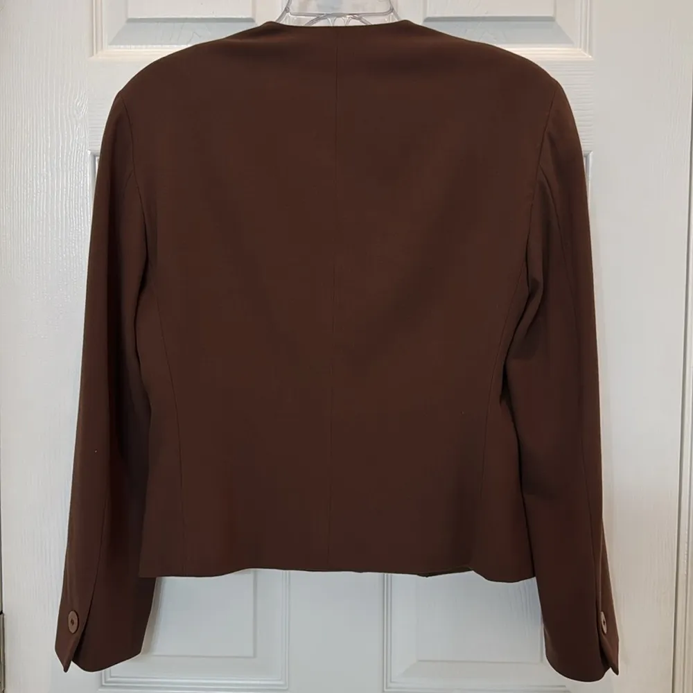 Giorgio Armani Brown Wool Button Front Long Sleeve Jacket Size 40 - Image 2
