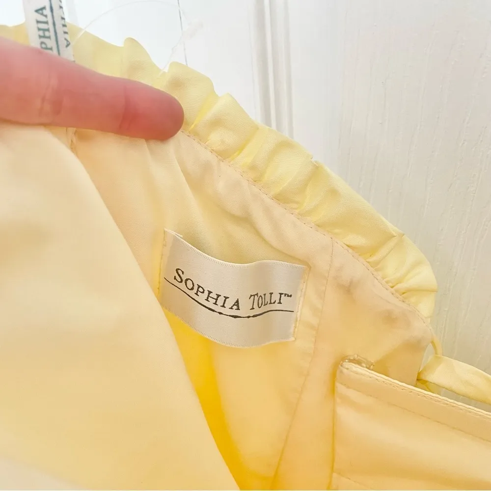 NWT Sophia Tolli Lemon yellow strapless dress Sz 4 - Image 7