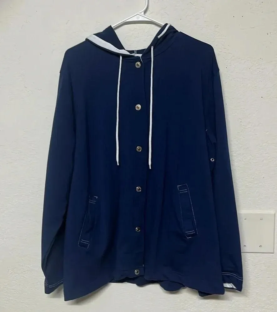 Sag Harbor sport hoodie size 2X cotton blend button down hoodie sweater pockets - Image 4