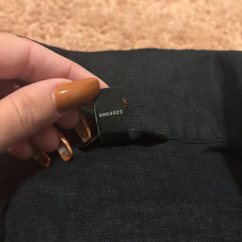 Banana Republic Womens XS Petite Black Cropped 100%Linen Top Quarter Sleeve Boho - Image 4