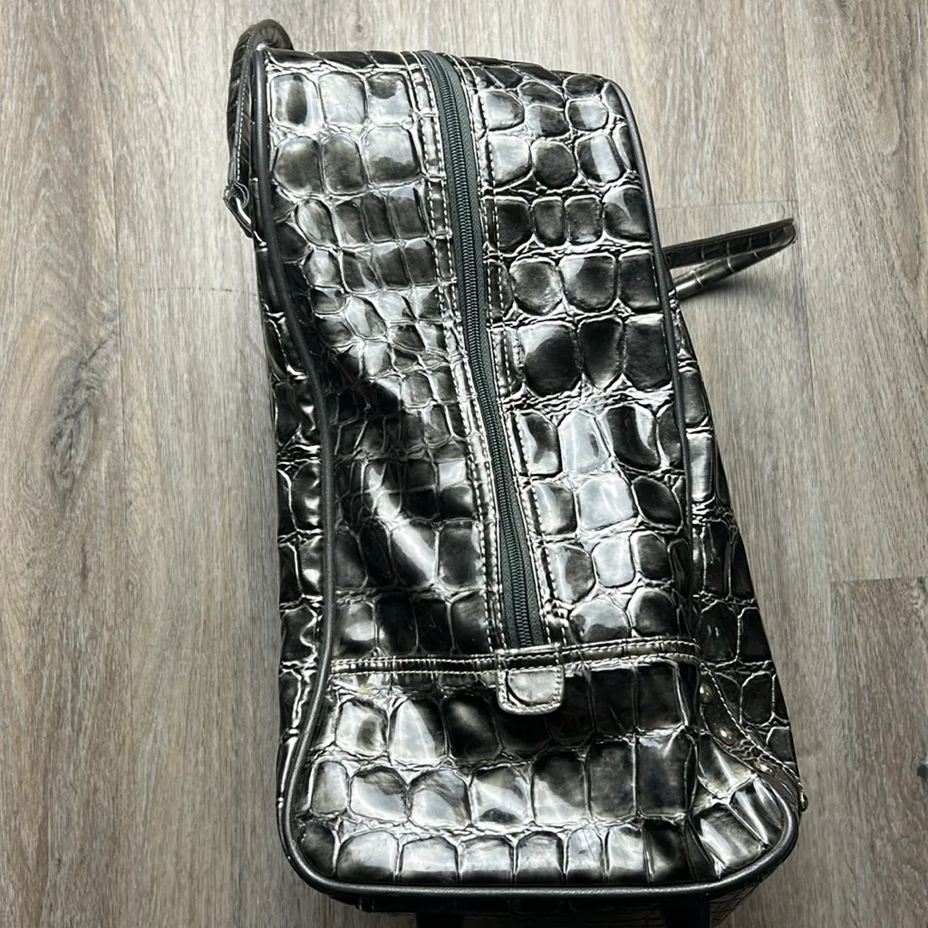 Kathy Van Zeeland Large Crocodile Embossed Dark Gray Tote/Travel Bag - Image 6