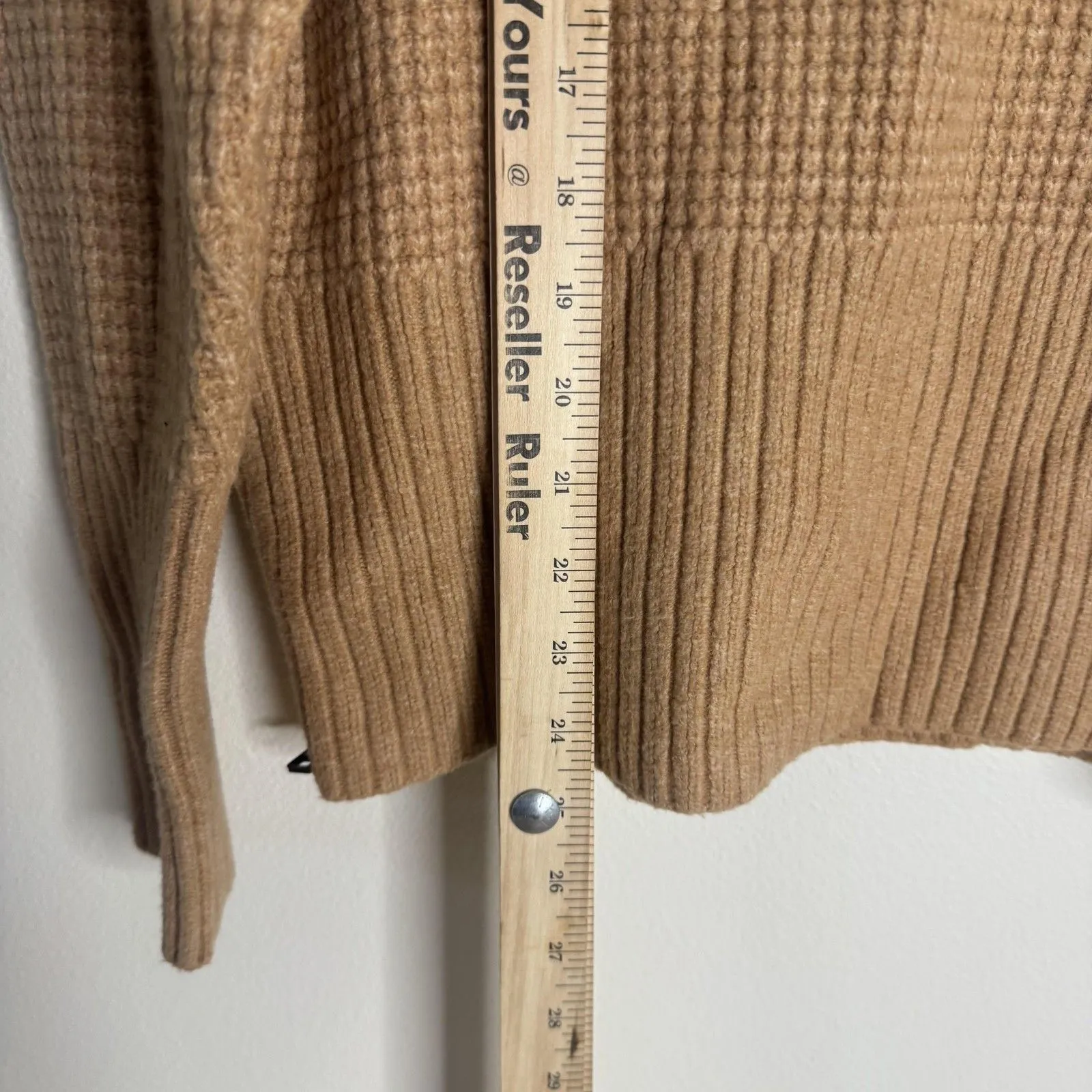 L.L. Bean Sweater Womens Medium Beige Tan Turtleneck Pullover Side Zip Knit - Image 9