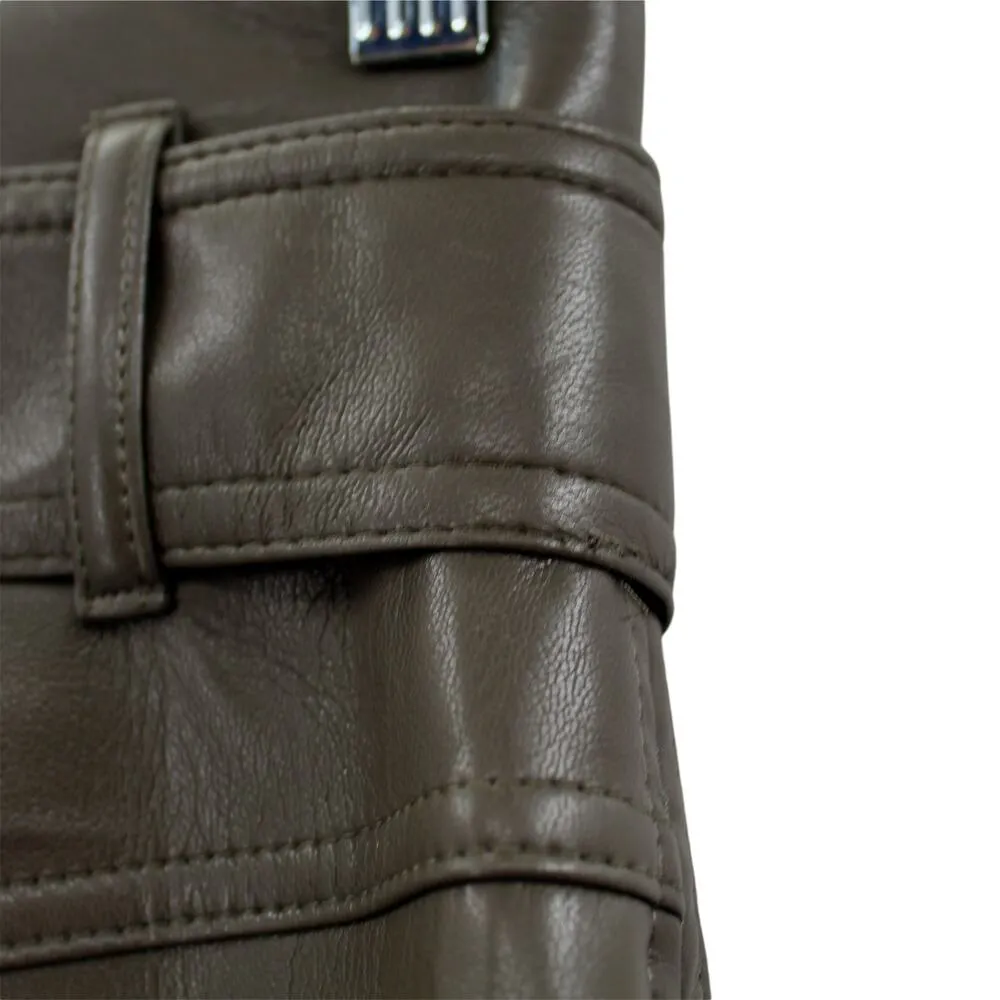 Aritzia Wilfred High Tied Faux Leather Belted Pants Olive Pockets Vegan 79497 2 - Image 3