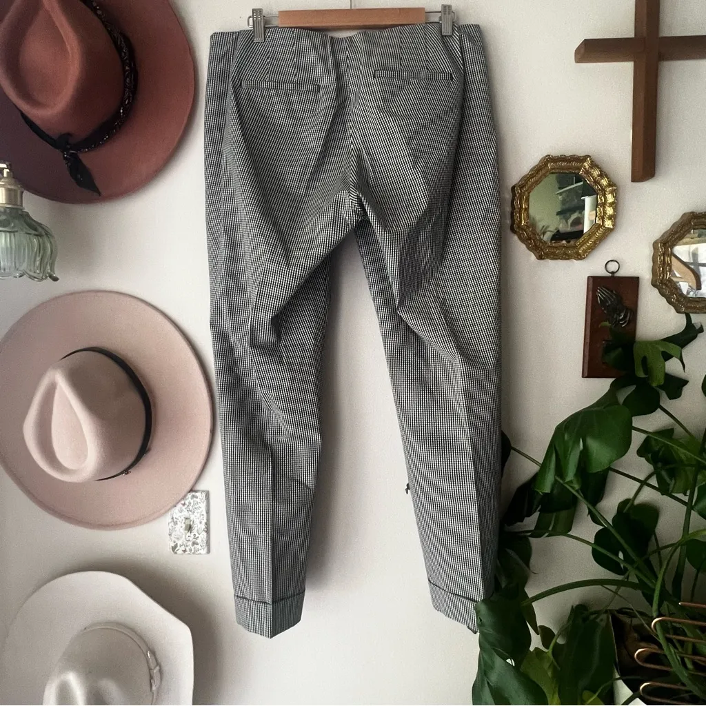 J.JILL pull on gingham pants ankle length‎ Women’s SIZE 12 office chic pixie Black - Image 2