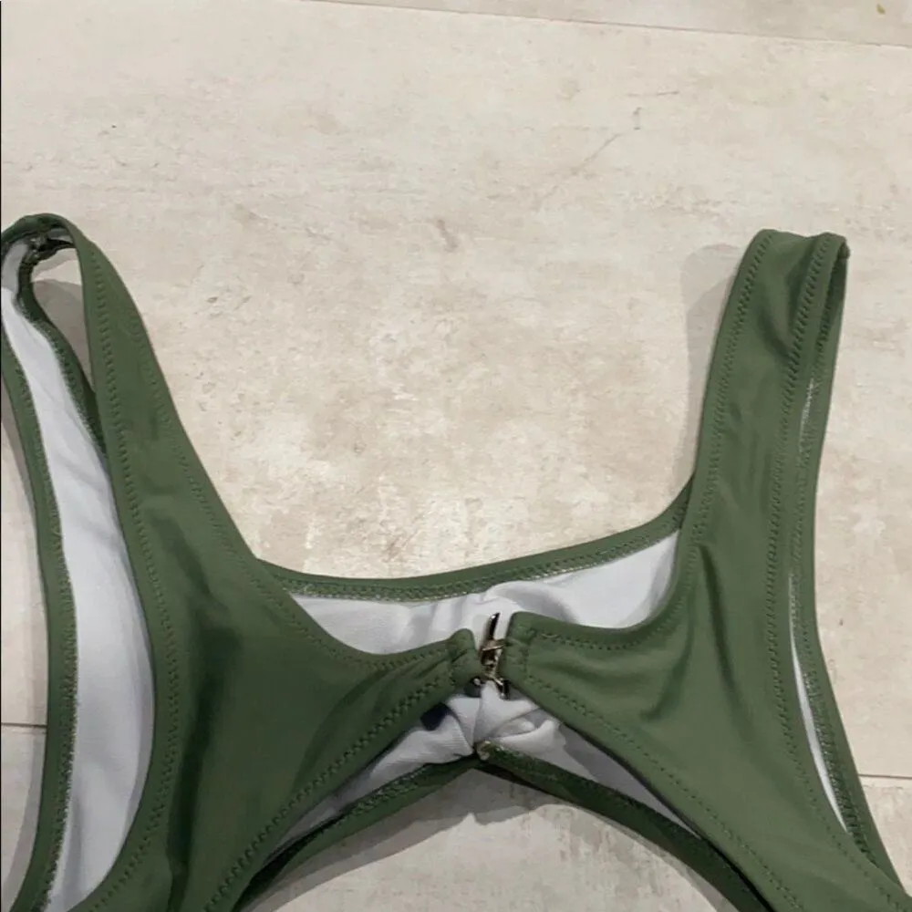 Zaful Women’s Green Cut Out Knot One Piece Swimsuit Sz Small - Image 4