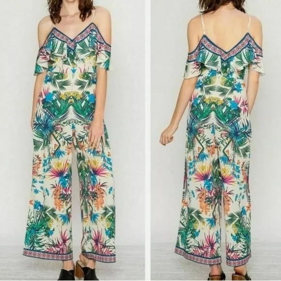 Flying Tomato Wide Leg Jumpsuit Romper One Piece‎ Jumper XS Extra Small Floral - Image 5