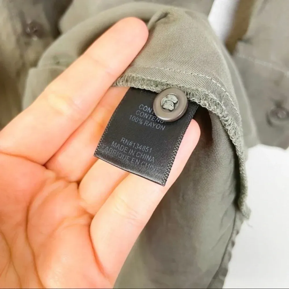 WAYF Olive‎ Green Long Sleeve Button Down Dress Small - Image 11