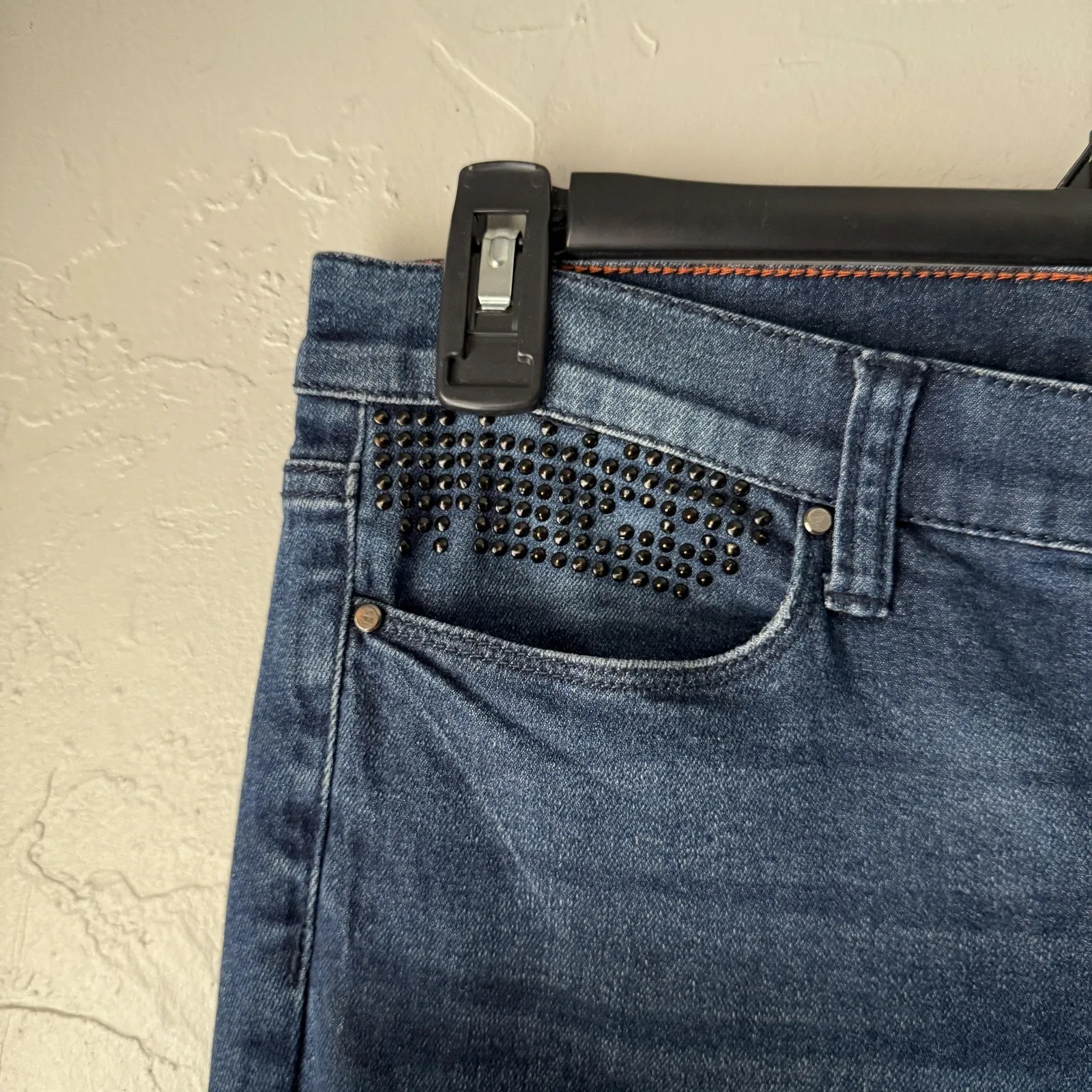 DKNY Jeans‎ Y2k 8 Blue Skinny Denim Studded Pocket Stretch Jeggings Pants - Image 4