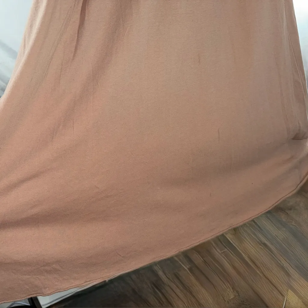 Free People 100% Cotton Tan Long Sleeve Lace-Up Dress Maxi Size M Boho Hippy - Image 9