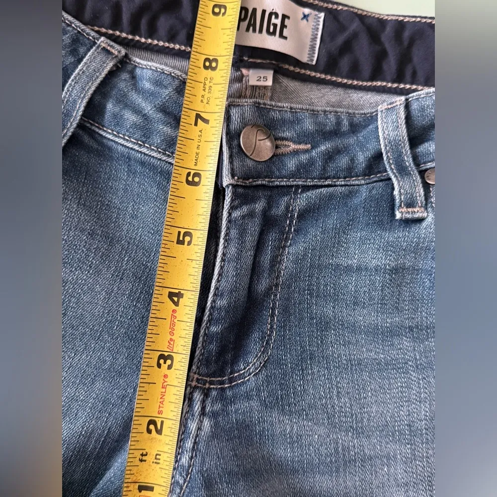 Paige Distressed Cropped Jeans Womens 25 Medium Blue Wash - Image 9