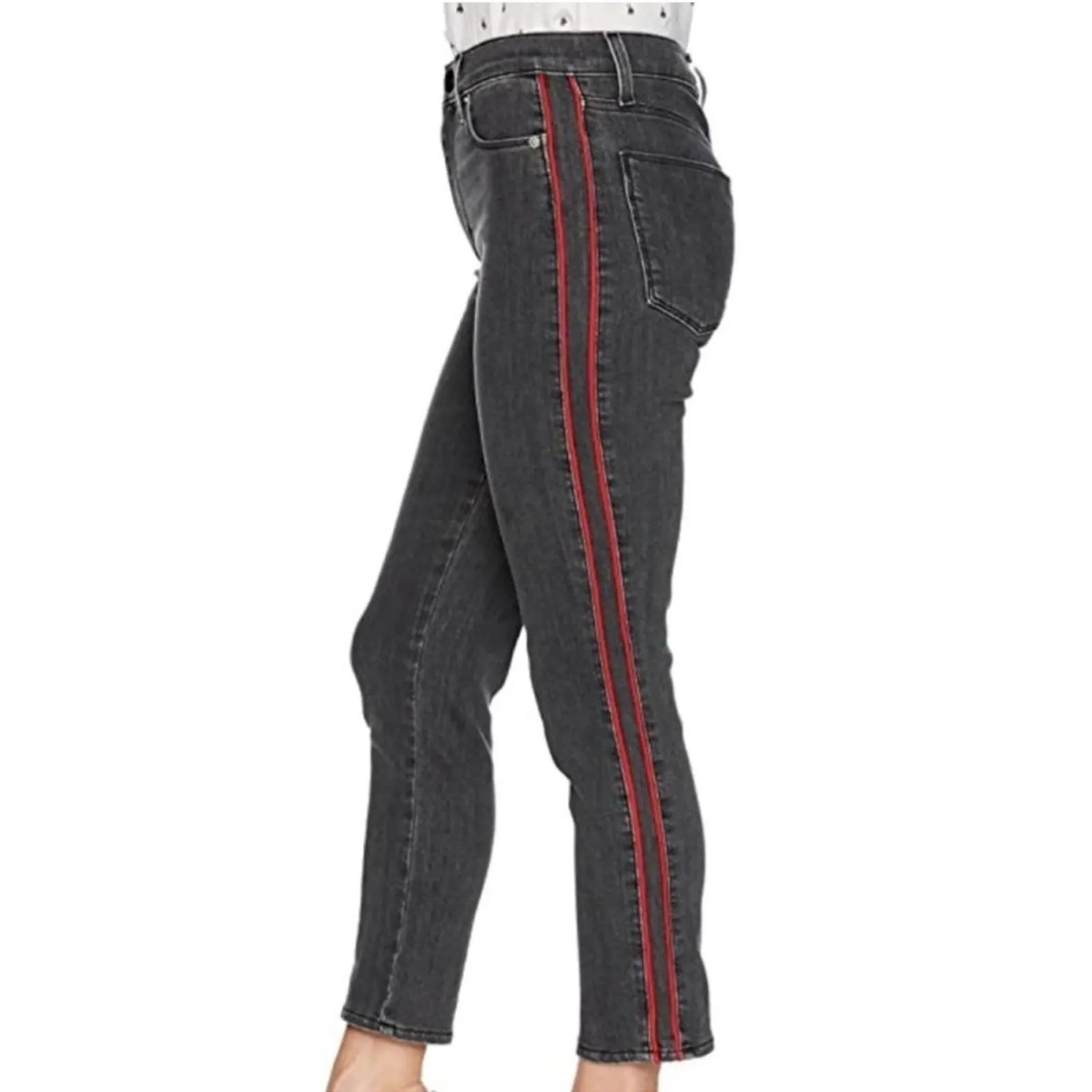 Hudson Zoeey High Rise Black Jeans Red Side Stripe Women’s Size 27 Ankle Denim - Image 4