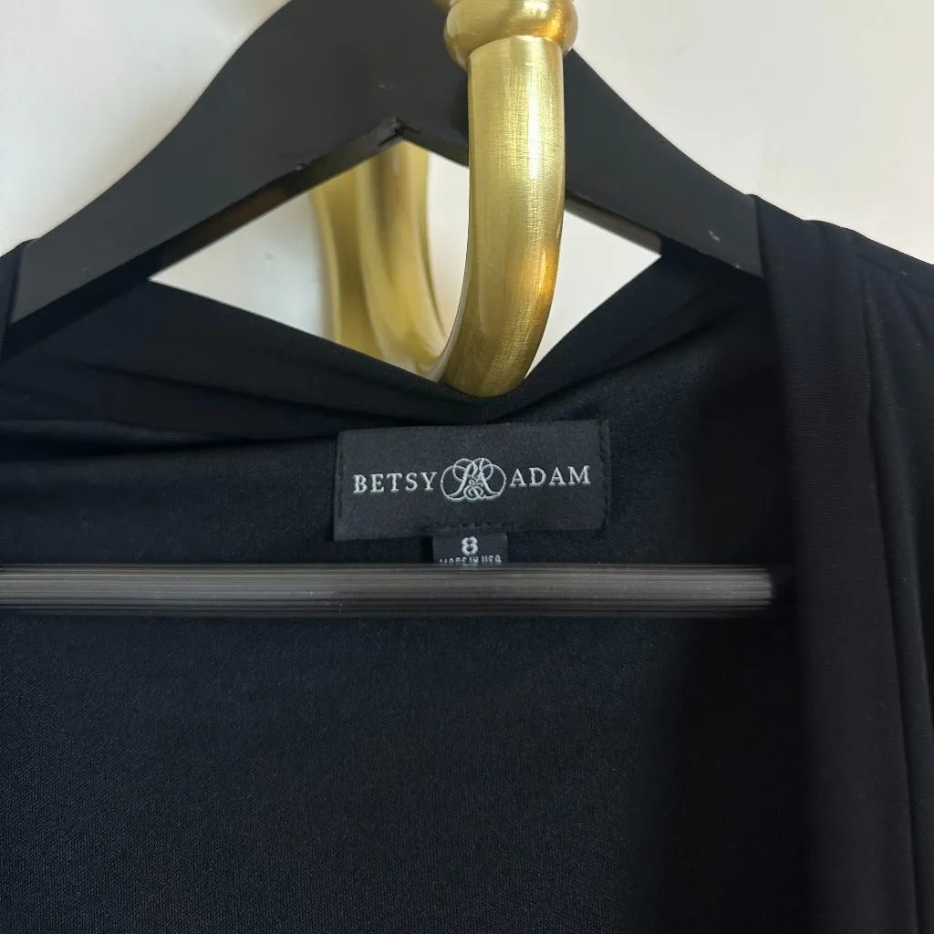 BETSY & ADAM Asymmetric Single Long Sleeve Gown in Black Size US 8 - Image 8