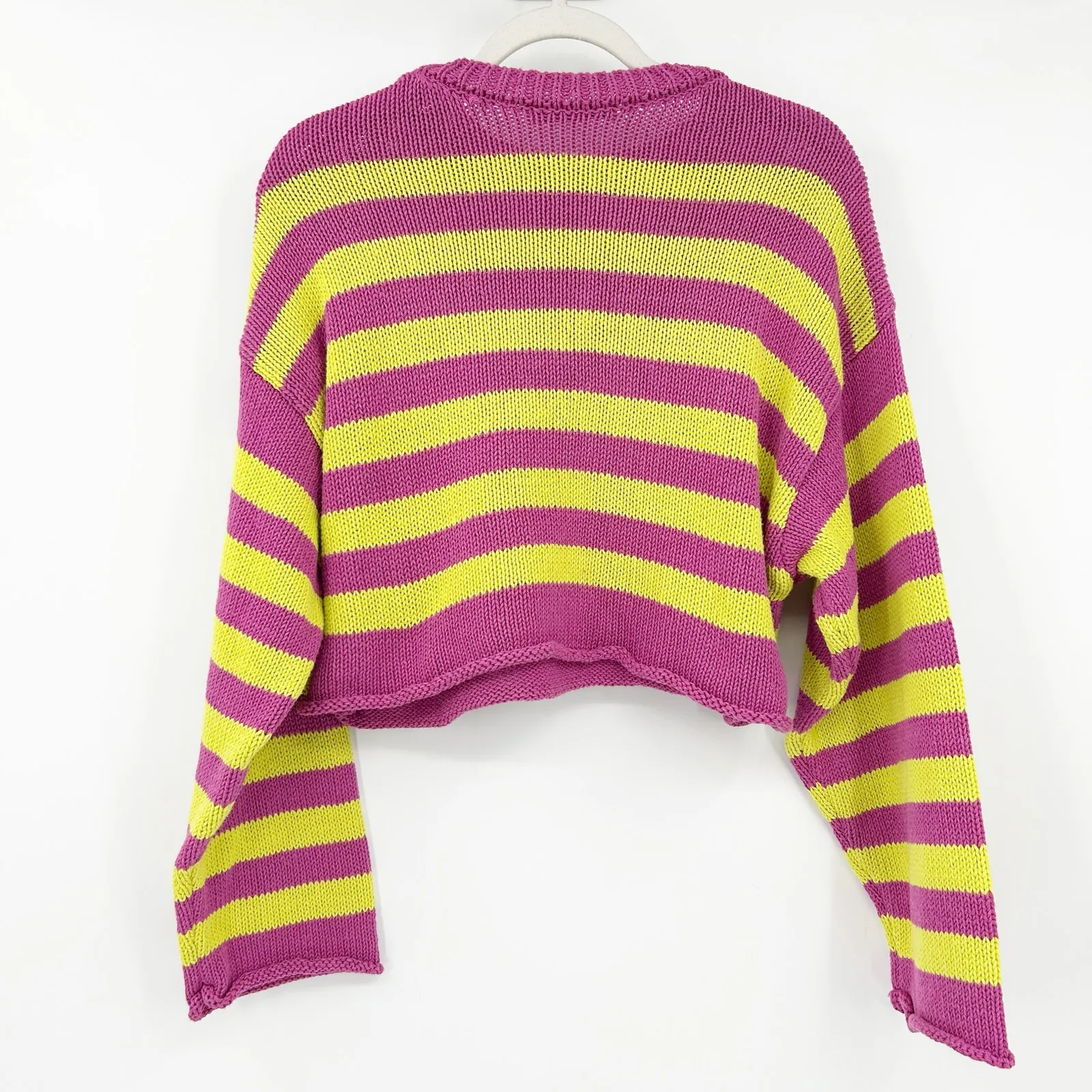 Zara Womens Bloggers Fav Fall Knit Striped Oversized Cropped‎ Sweater Size M - Image 6