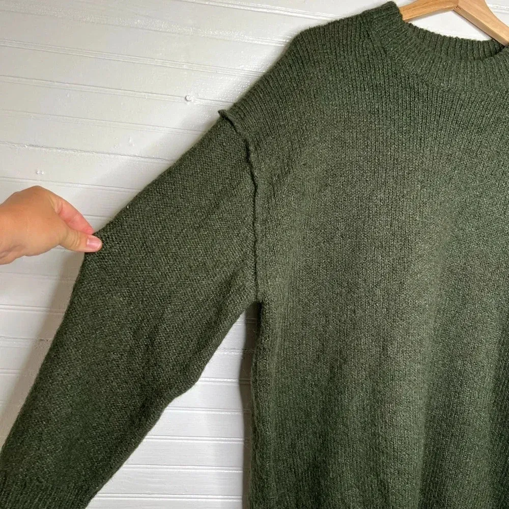 Topshop Women's Green Chunky Knit Mock Neck Oversized Sweater XS US 0-2 - Image 4