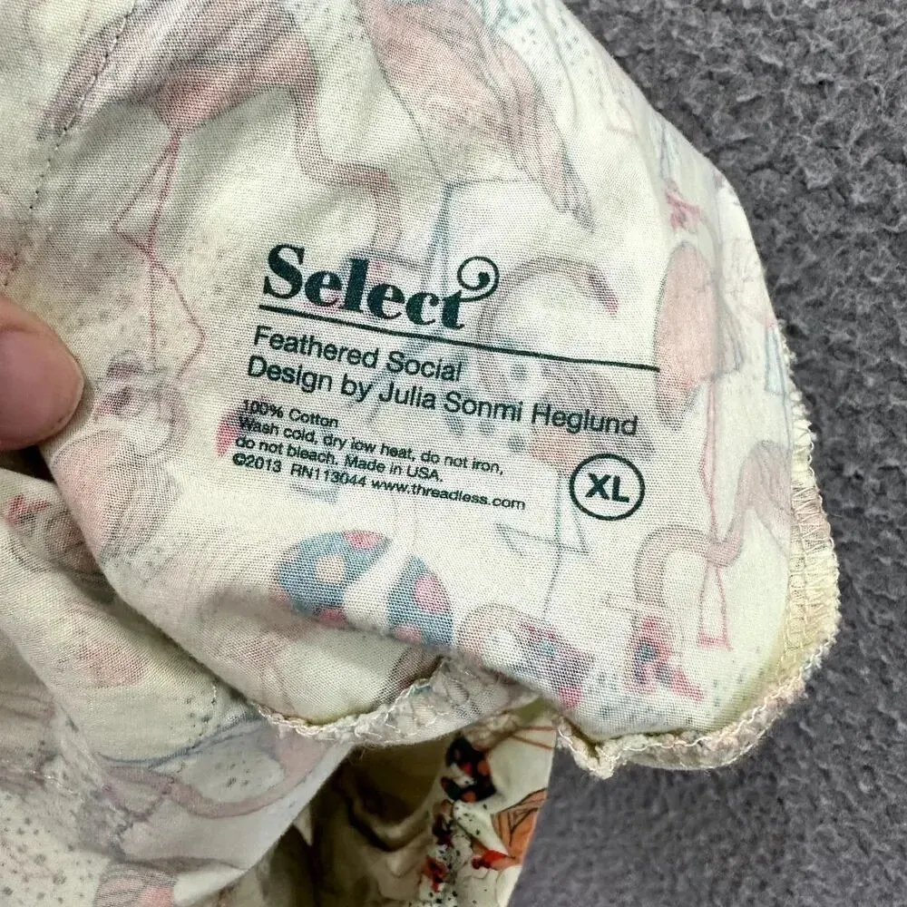 Threadless select pajama shorts flamingo feathered social cotton USA beach Yellow Size XL - Image 6