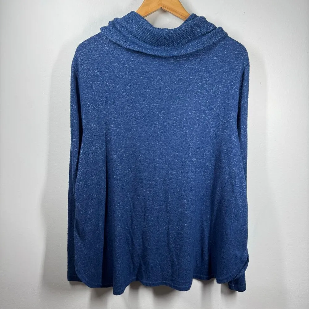 Cathy Daniels Sweater Women XL Blue Long Sleeve Cowl Neck Lagenlook Spring Top - Image 2