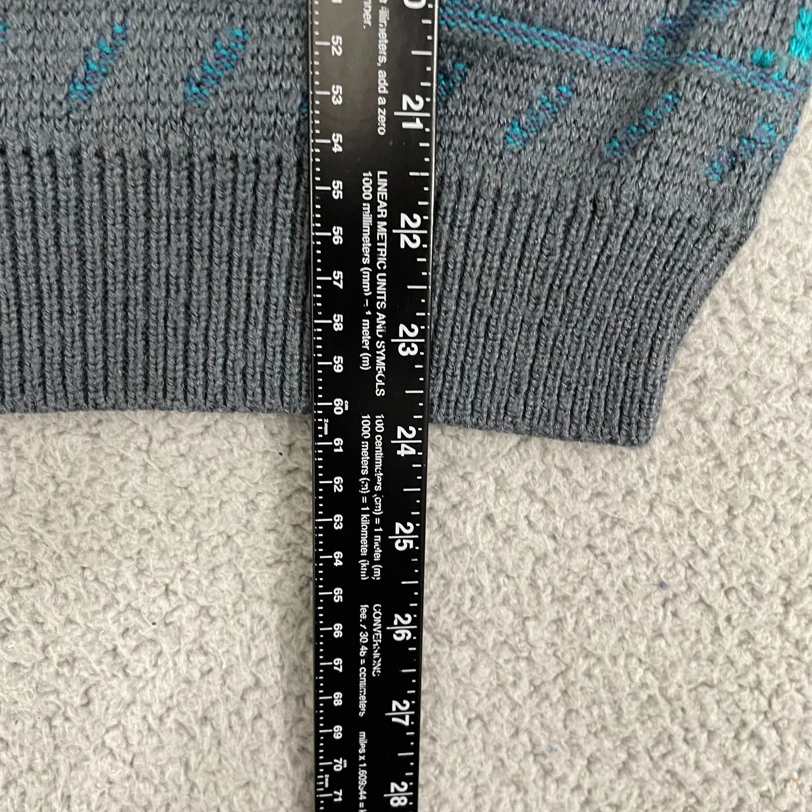 VTG Explosive Saturdays Styling Sweater Women M Geometric Knit 90s Pullover Gray Size L - Image 5