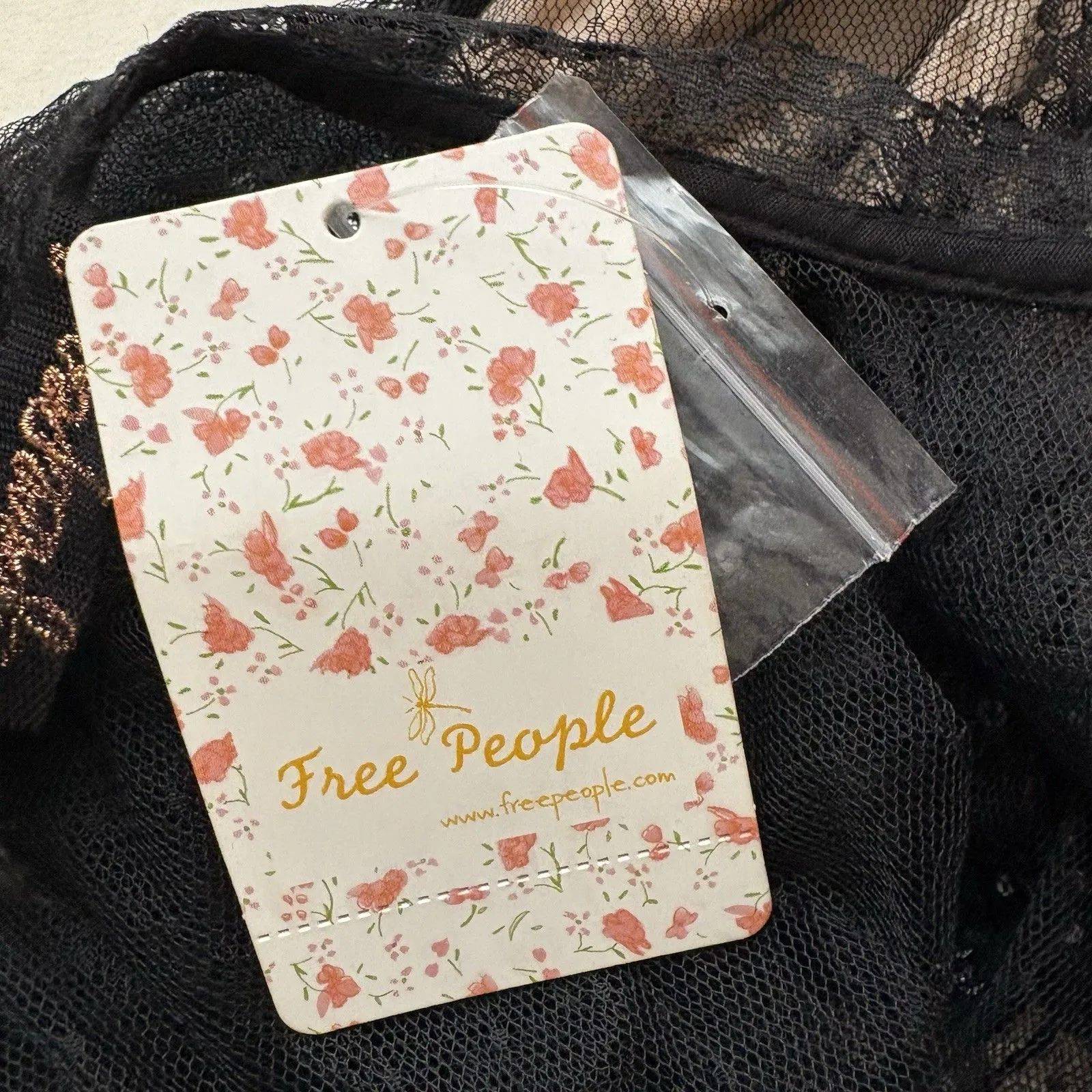 Free People Ariel Dress Black Lace Sequin Tulle Velvet Pleated Party Size 6 NWT - Image 5