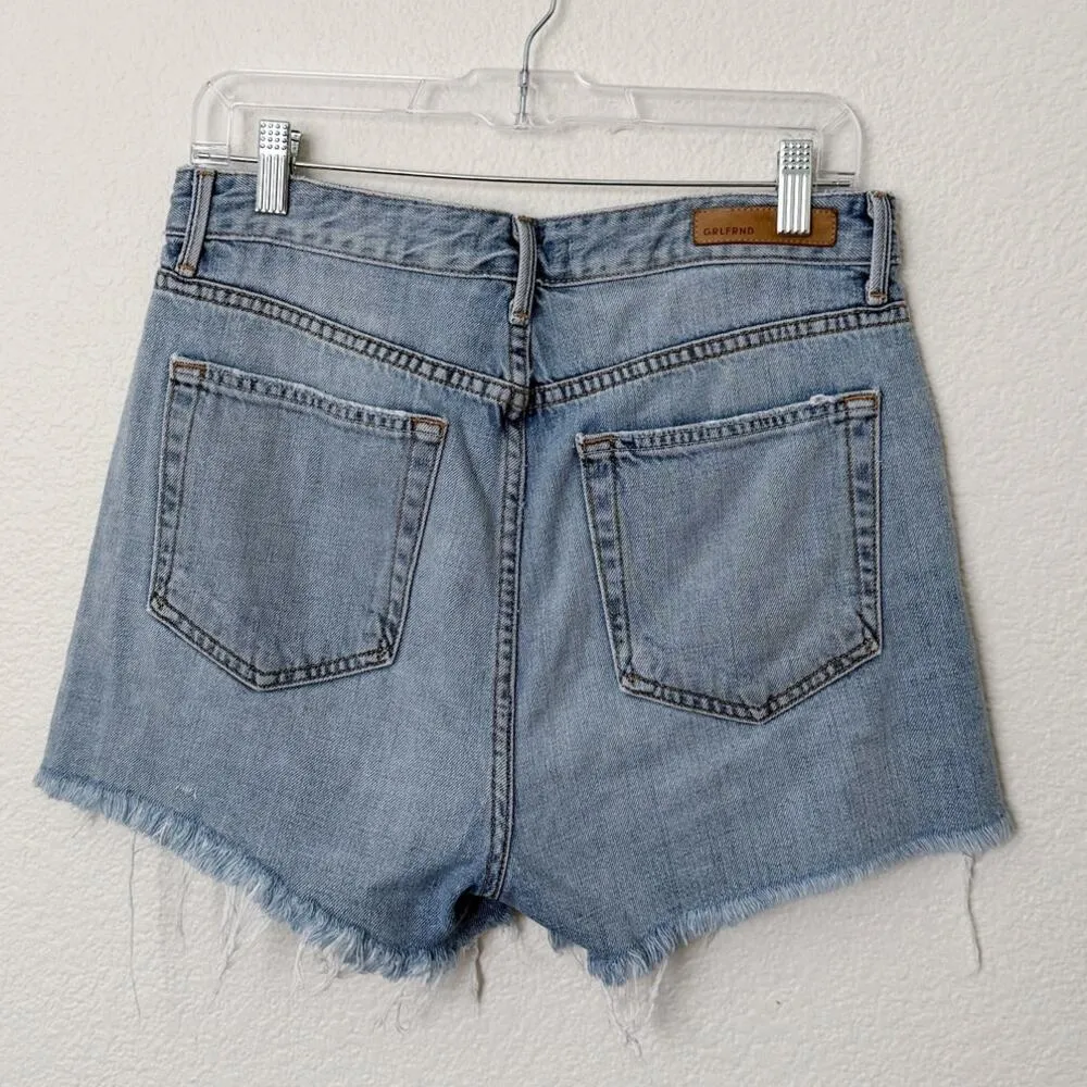 [GRLFRND] High Rise Frayed Hem Keep Talking Denim Cutoff Poppy Shorts Size 29 - Image 3