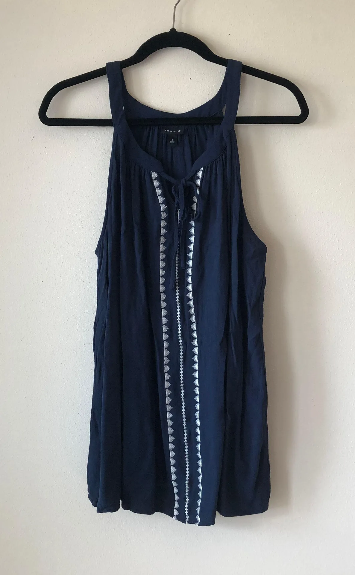 Navy Blue Embroidered Tank - Image 5