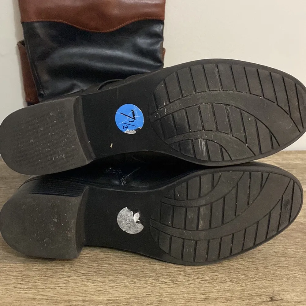 RAMPAGE womens black/brown knee high ILLISA riding boots size 7.5 - Image 8