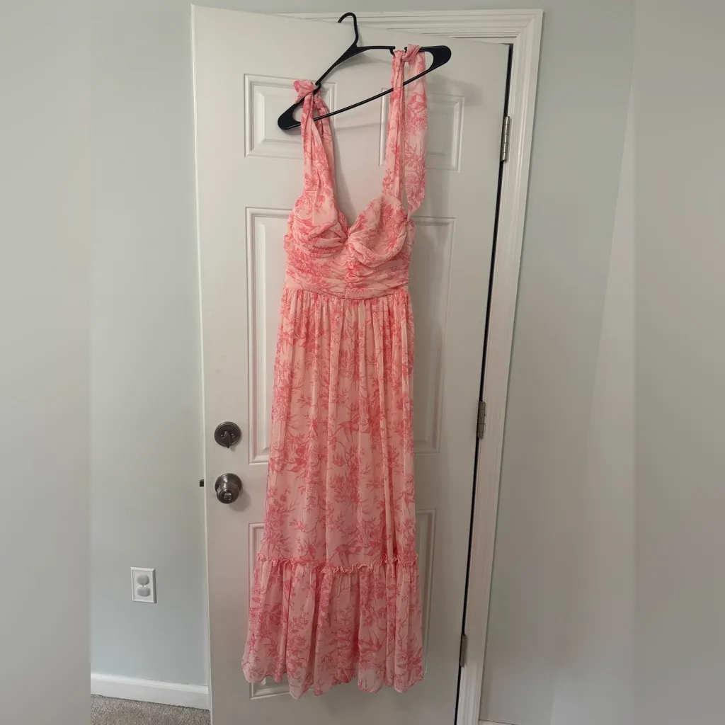 Maxi Coral Floral Dress Pink Size M - Image 2