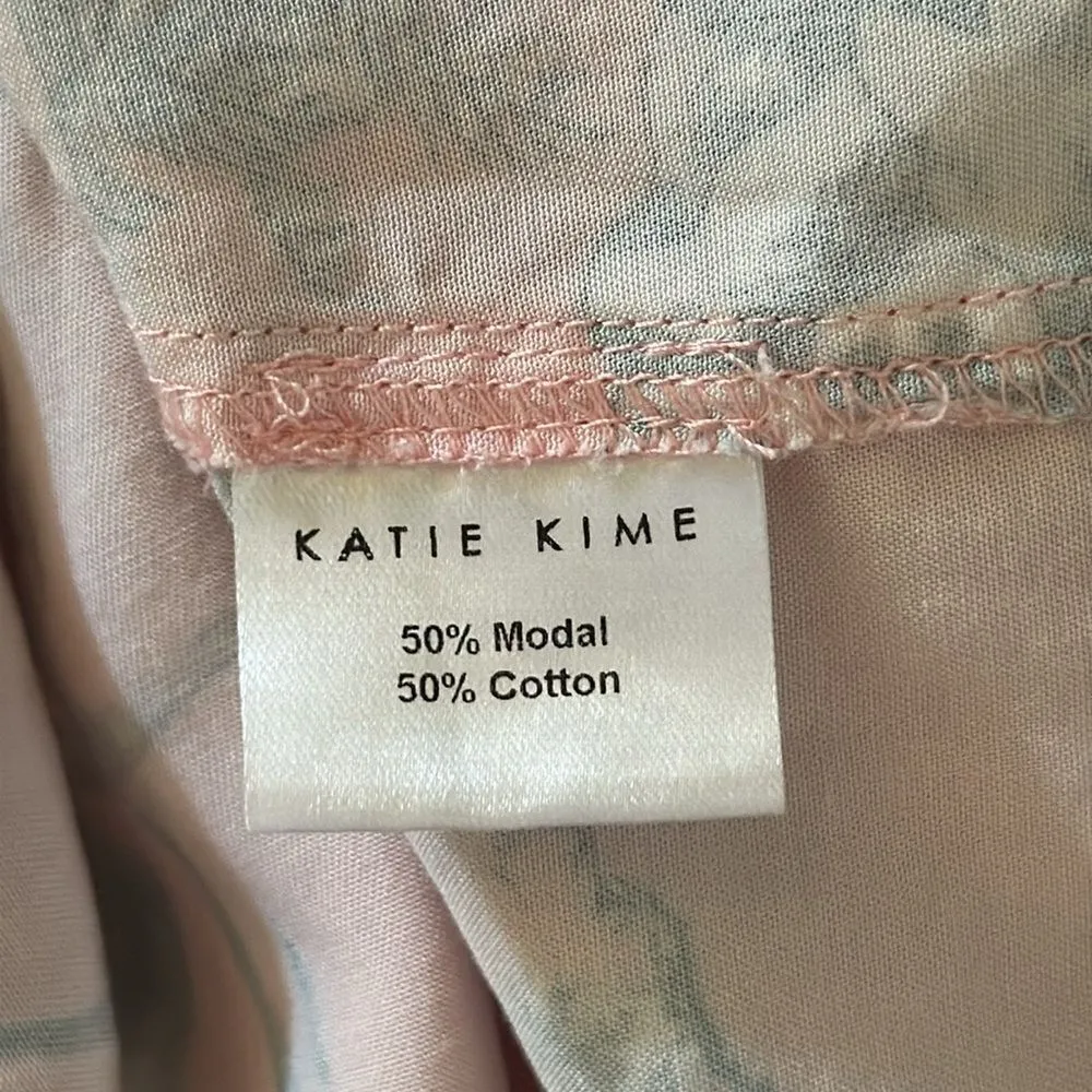 Katie Kime safari Toile Pink short Sleeve pajama button down top S - Image 4