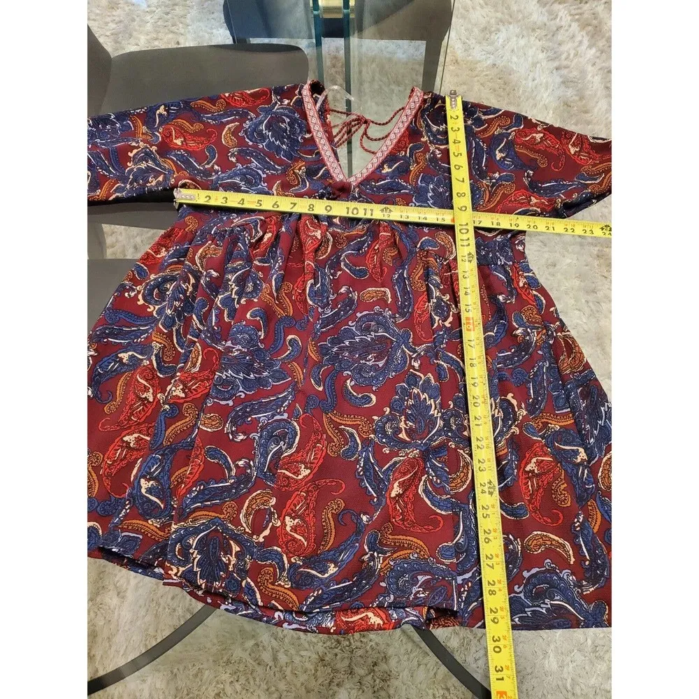 Umgee Boho Paisley Cotton V-Neck Half Sleeve Festival Dress Size Small - Image 8