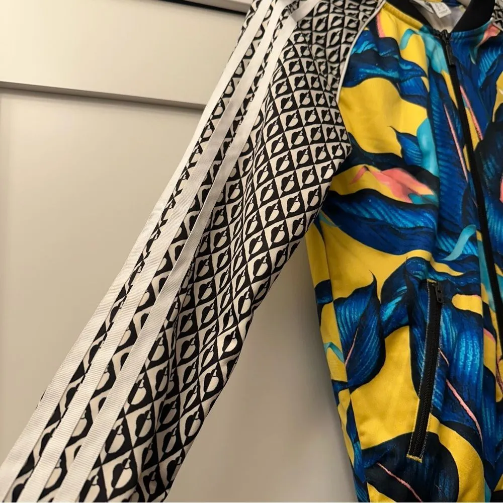 Adidas x Farm Rio Tropical Palm Leaf Full Zip Track Bomber Jacket size small - Image 7