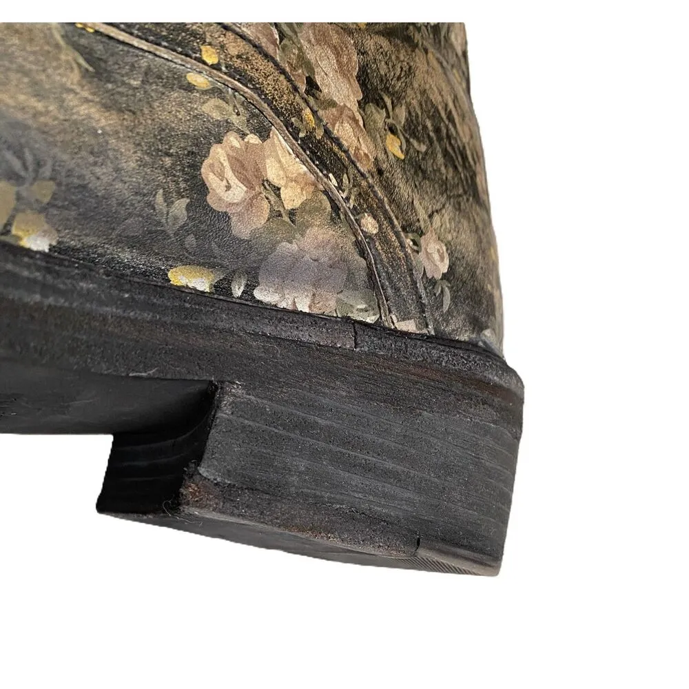 Free People Santa Fe Lace Up Floral Distressed Leather Zippered Boots Sz 38 (8) - Image 8