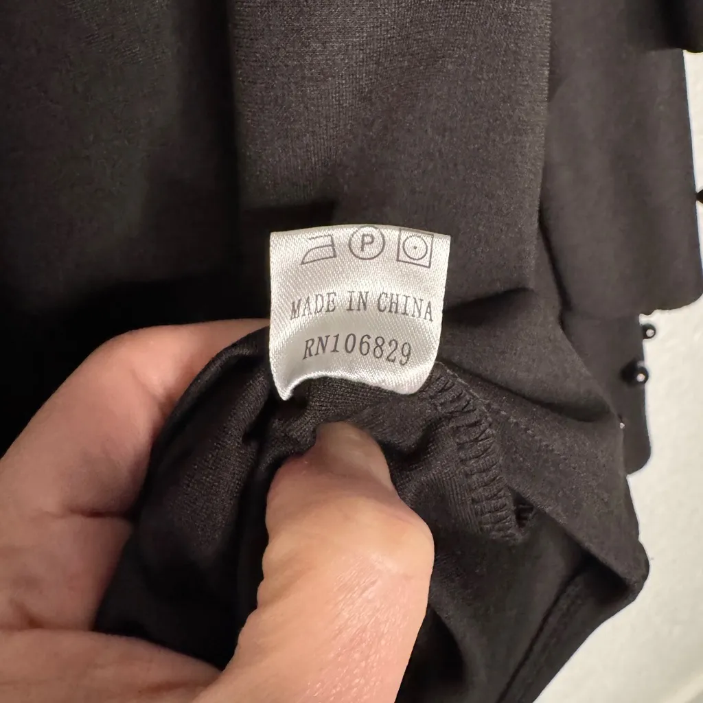 N BY NANCY TWO PIECE RUFFLE SLEEVES MERMAID SKIRT SET FAUX PEARLS SZ L Black Size L - Image 9