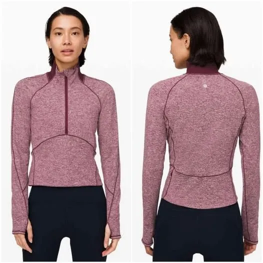 Lululemon Half Zip Pullover Heathered Garnet Size 8 - Image 2