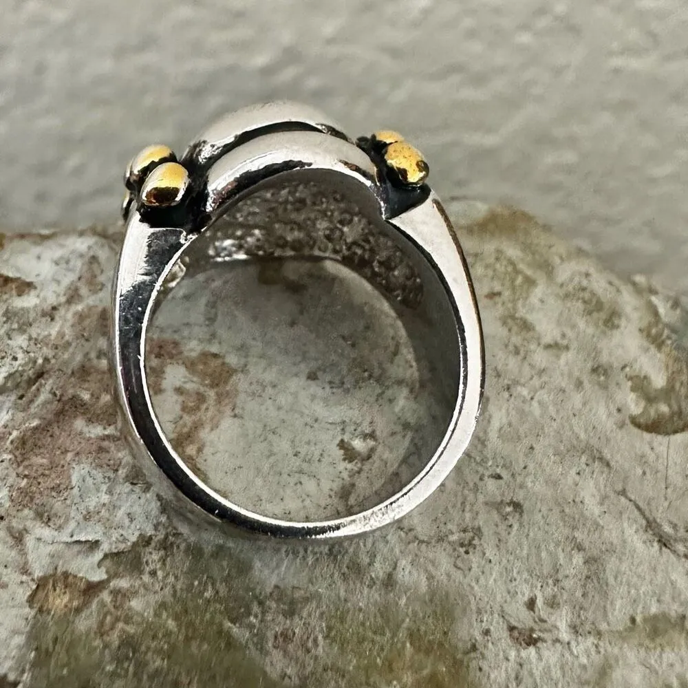 Bold Dome Ring – Silver & Gold Mixed Metal Statement - Image 3