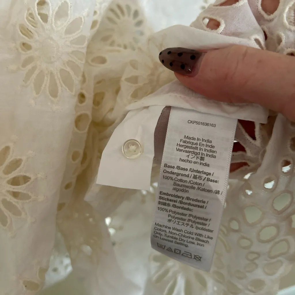 Madewell NWT Embroidered Shirred Puff Sleeve Top size medium - Image 6