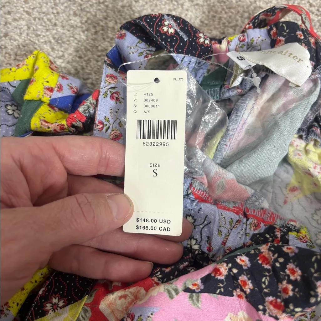 NEW! ANTHROPOLOGIE COREY LYNN CALTER FLORAL PATCHWORK SHORT OVERALLS Small - Image 12