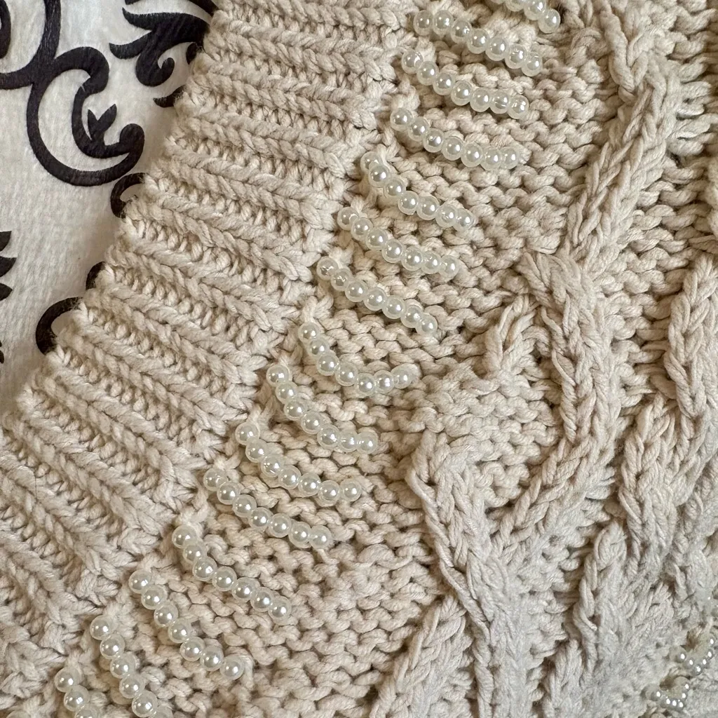 ZARA Cream Beaded Cable Knit Sweater Vest - Image 6