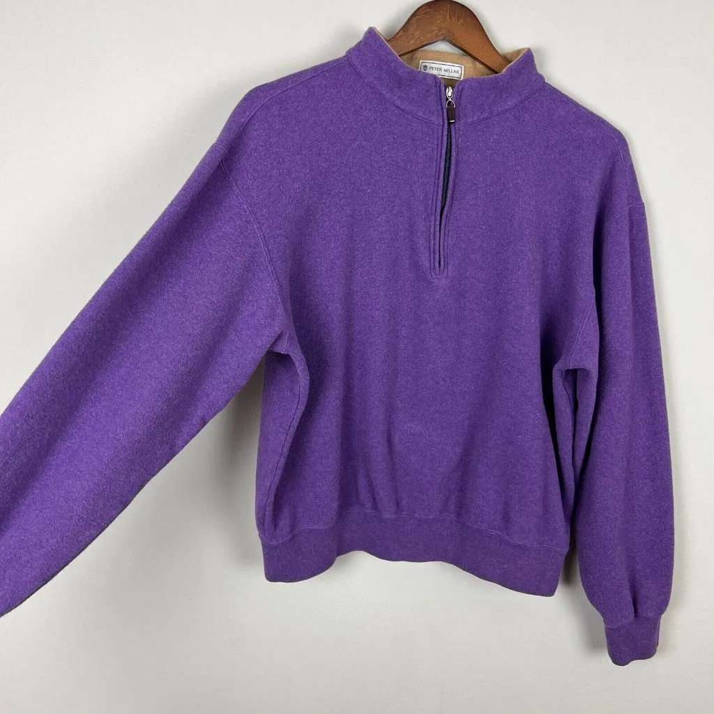Peter Millar 1/4 Zip Sweatshirt Pullover Women Medium Mock Neck 100% Cotton Crop - Image 4