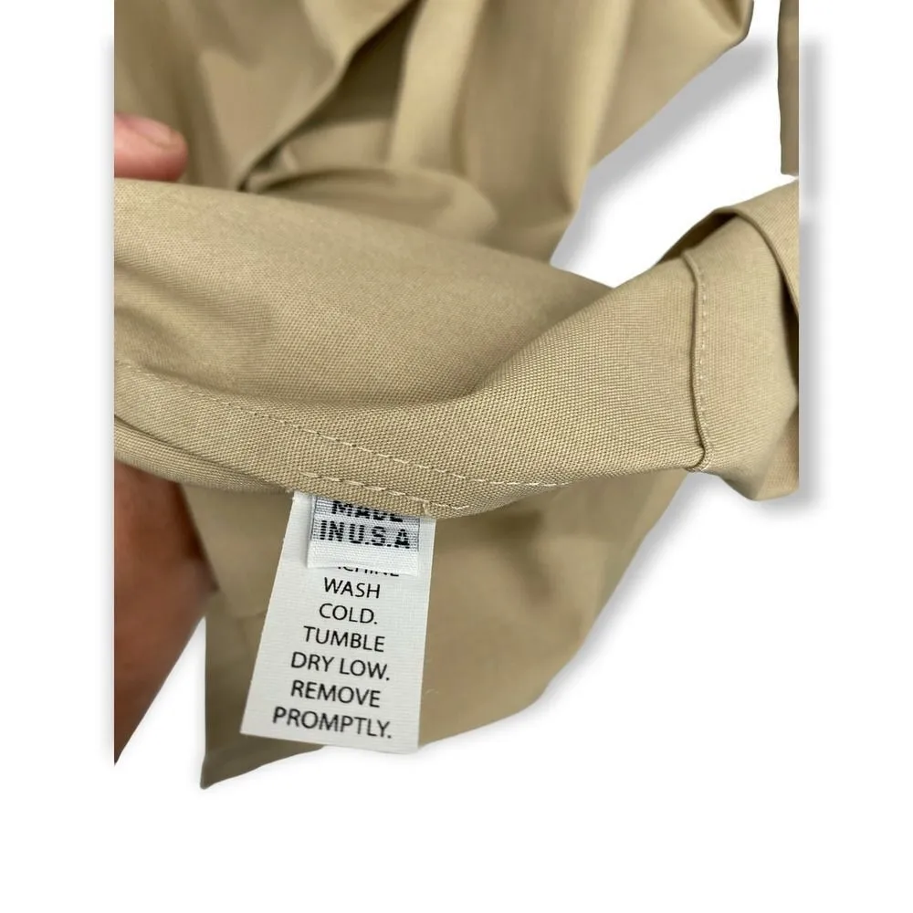 Toit Volant Shirt Midi Dress Sz M Button Down Long Sleeve Solid Tan Made In USA Size M - Image 7