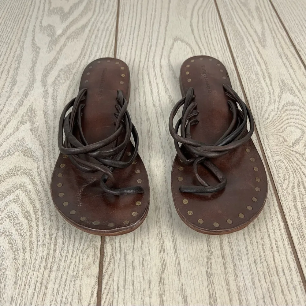 Vintage Foundry Co. Zaria Strappy Leather Thong Sandals 9 Brown $150 - Image 4